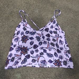 Purple Floral Cropped Tank